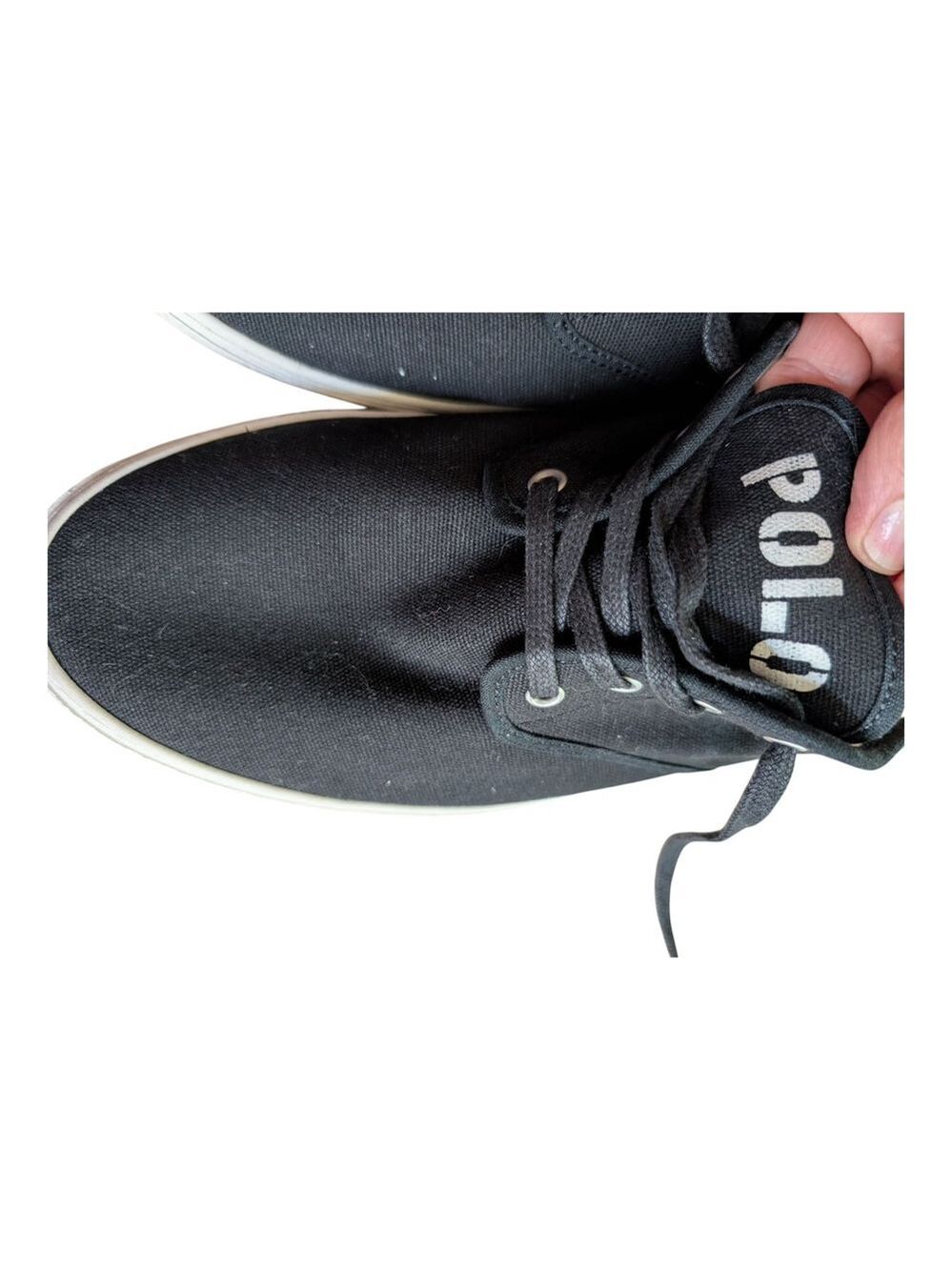 Polo Ralph Lauren Ethan Black Sneaker Mens 10.5 Flesh Pony Logo Classic Casual - Picture 4 of 8